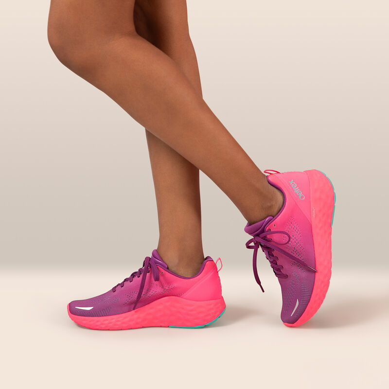 hot pink sneaker on foot